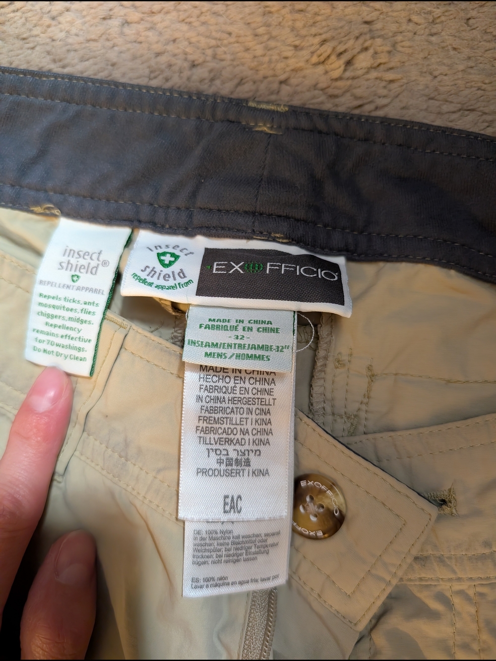 ExOfficio Men's Lightweight Convertable Travel Pants in Khaki pants-shorts! S32